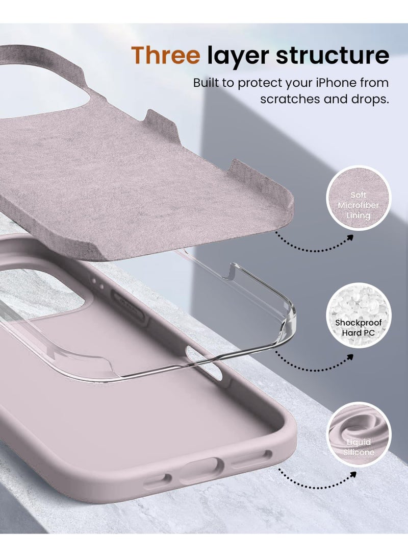 Compatible with iPhone 16 Pro Max Case 6.9 Inch Slim Liquid Silicone 4 Layers Soft Gel Rubber Shockproof Protective Phone Case with Anti Scratch Microfiber Lining (pink sand) - Image 3